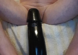 x-man on all sides of black 45 dildo male anal stick in