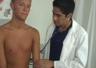 Gay legal age teenager examined by a kinky doctor