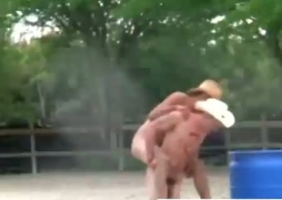 College teenies in cowboy hats naked party